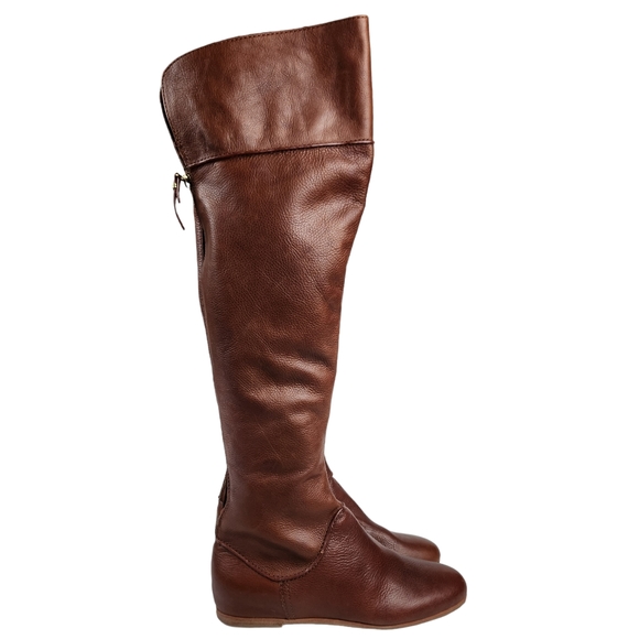 Via Spiga Georgia Over the Knee Leather Thigh Boots Tobacco Brown Women's Size 8 - Picture 3 of 16